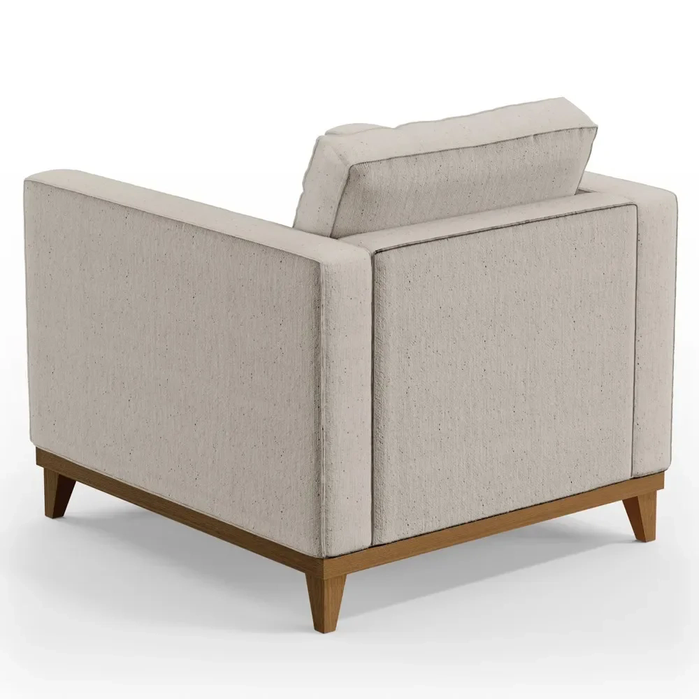 Poltrona Decorativa Para Sala de Estar Jane D05 Linho Bege - Mpozenato