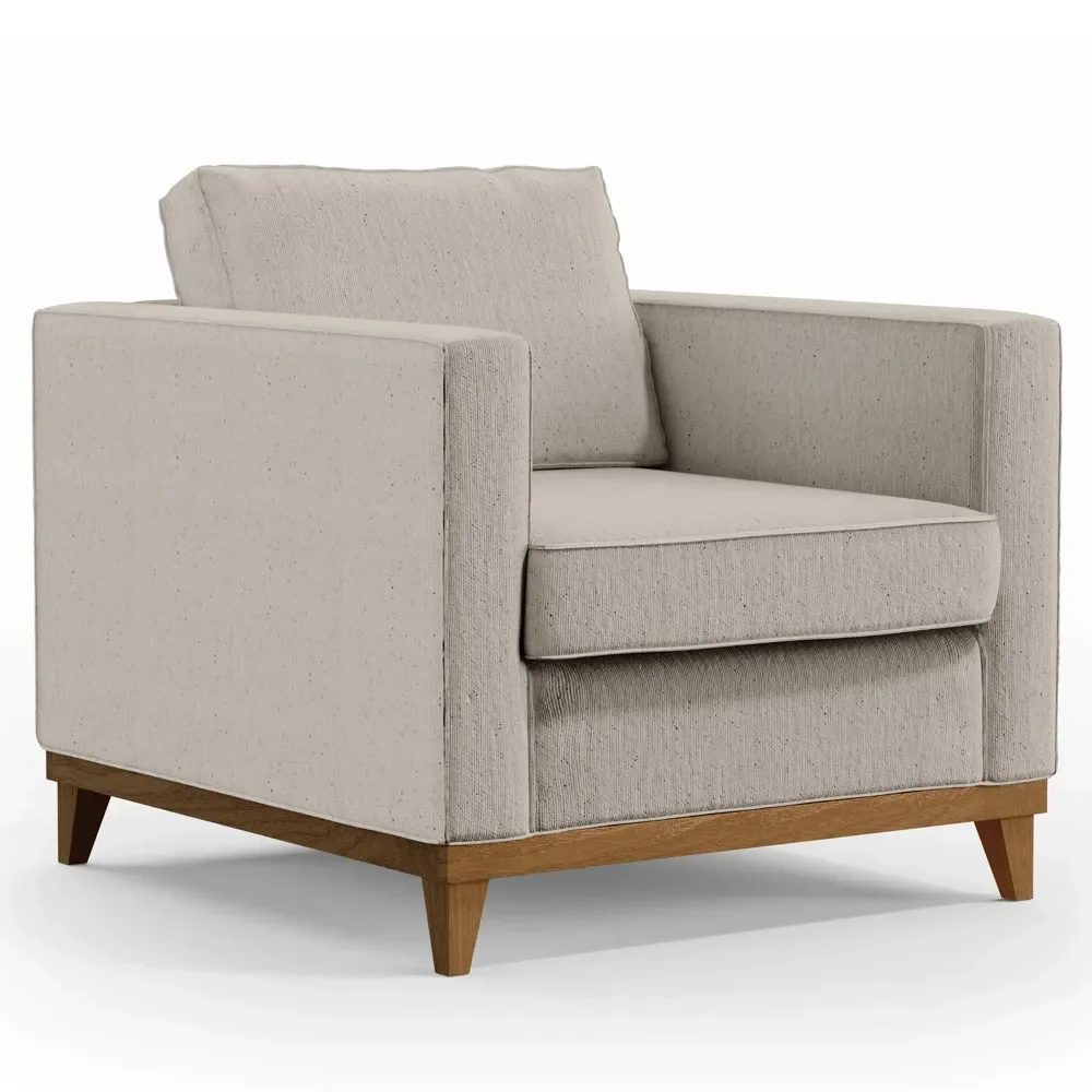 Poltrona Decorativa Para Sala de Estar Jane D05 Linho Bege - Mpozenato