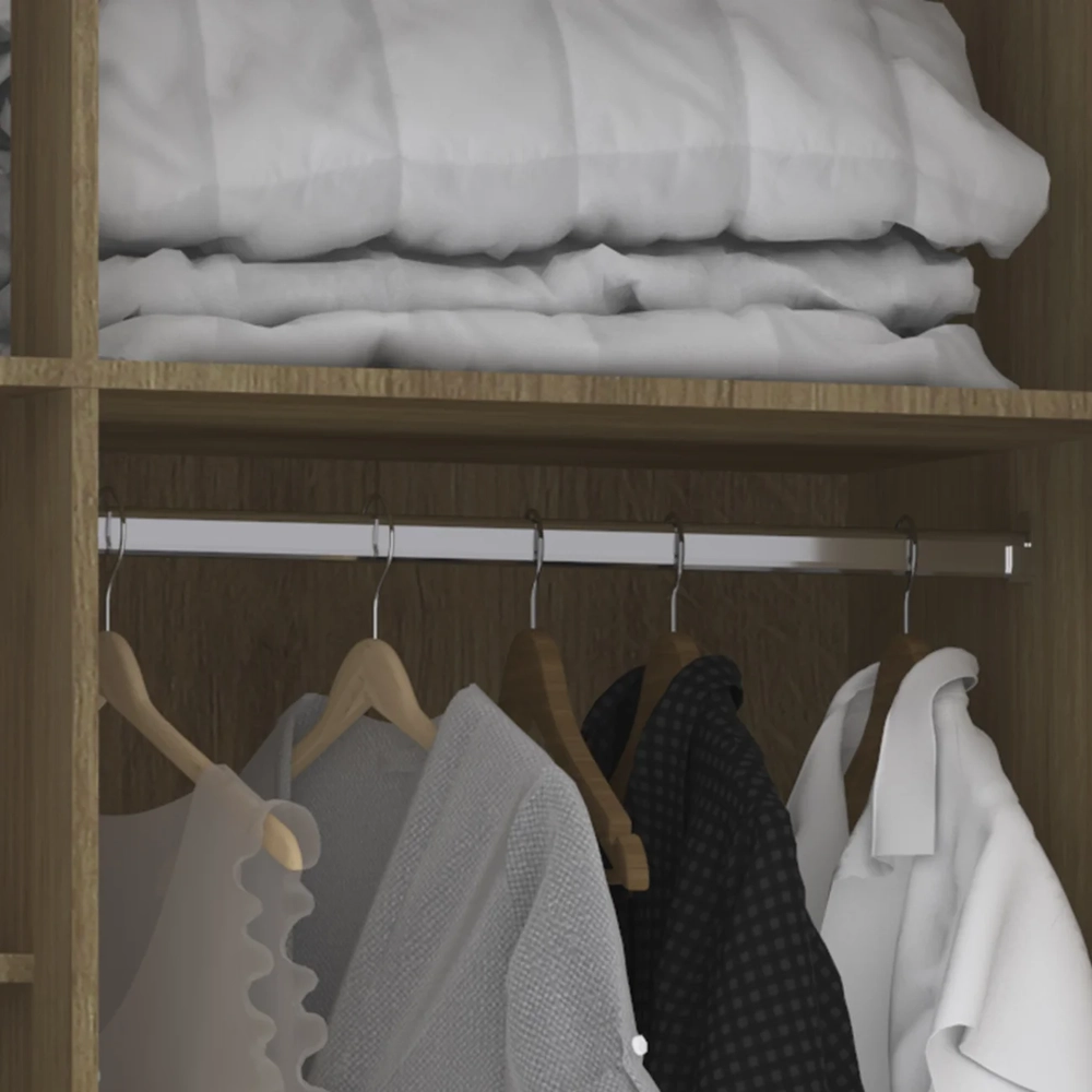 Guarda Roupa Solteiro 135cm 2 Portas 3 Gavetas Taiga Avelã/Grey L01 - Mpozenato