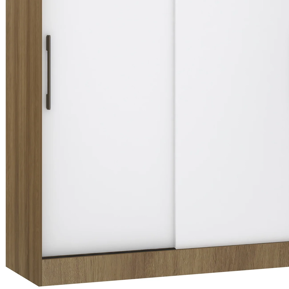 Guarda Roupa Solteiro 135cm 2 Portas 3 Gavetas Delphi Avelã/Branco L01 - Mpozenato