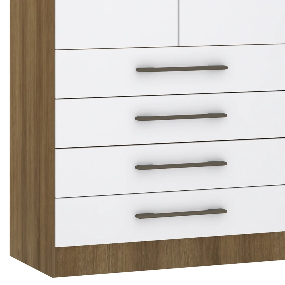 Guarda Roupa Modulado 90cm 2 Portas 4 Gavetas Delphi Avelã/Branco L01 - Mpozenato