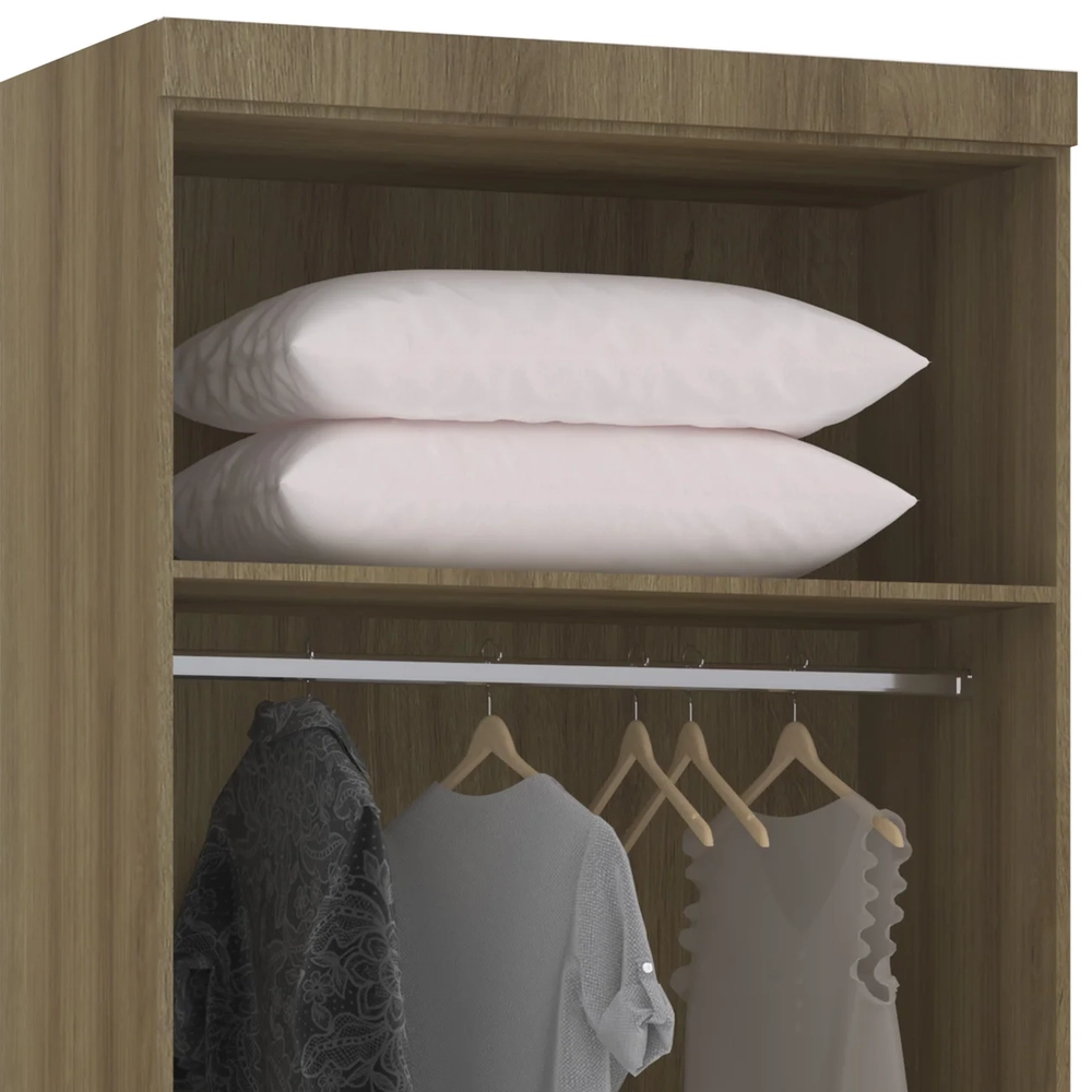 Guarda Roupa Modulado 90cm 2 Portas 4 Gavetas Delphi Avelã/Branco L01 - Mpozenato