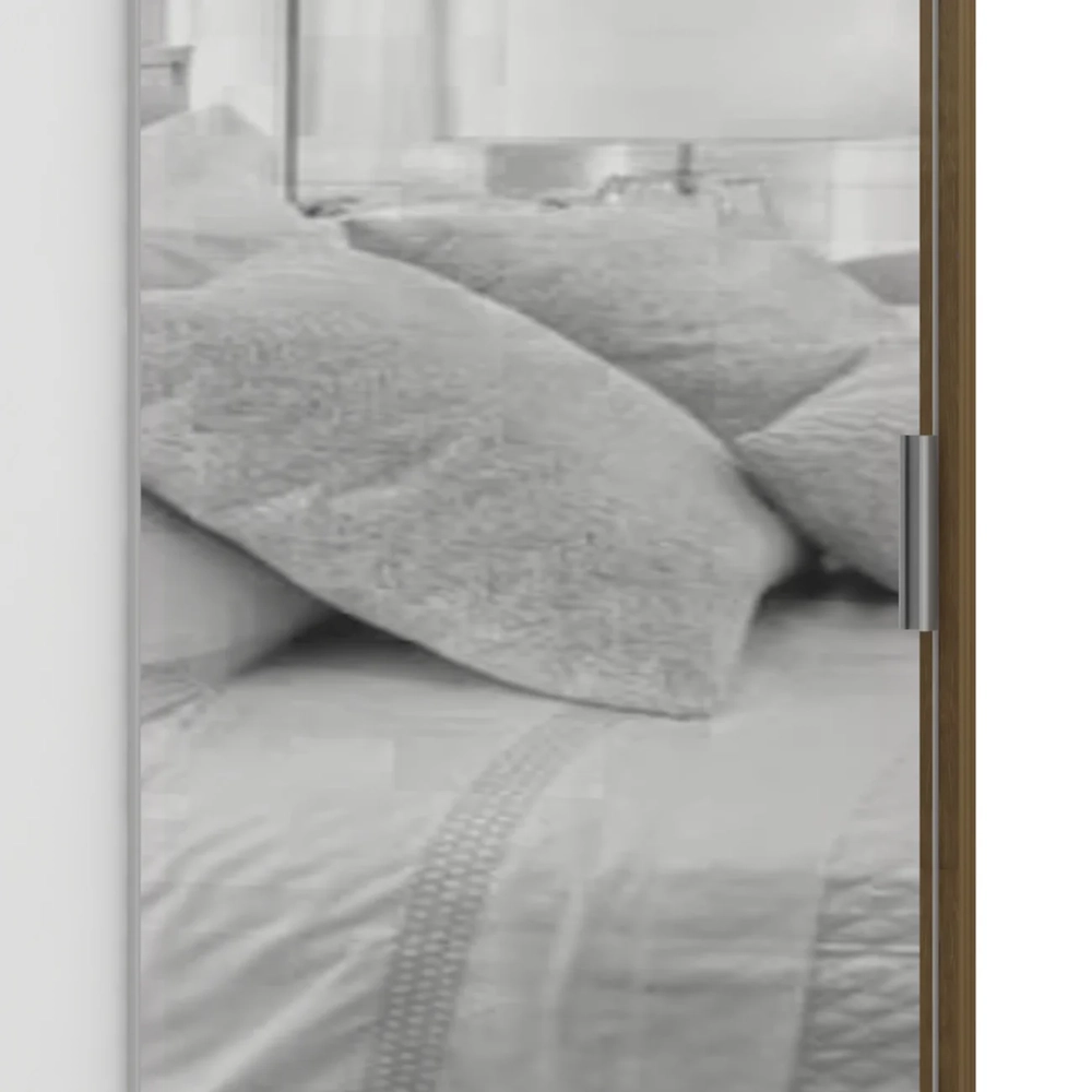 Guarda Roupa Solteiro 135cm 2 Portas e Espelho Delphi Avelã/Branco L01 - Mpozenato