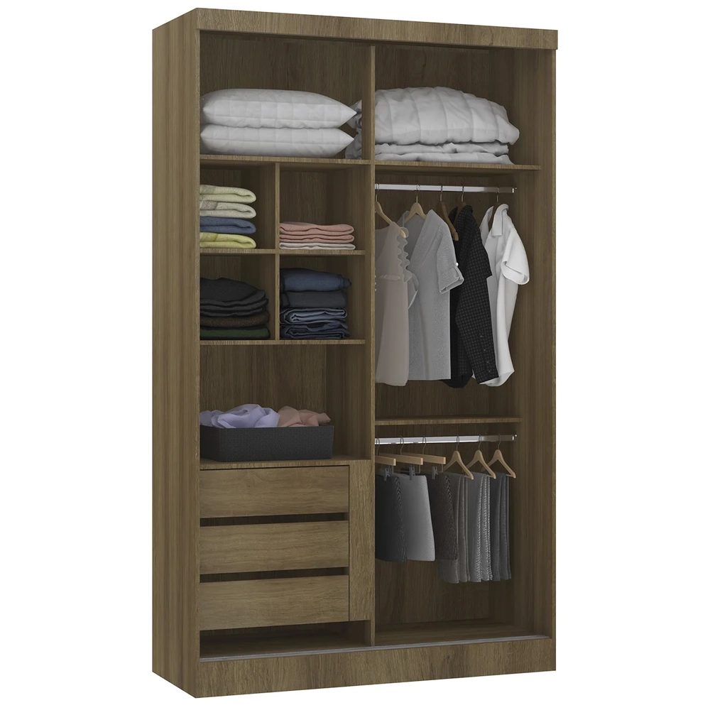 Guarda Roupa Solteiro 135cm 2 Portas e Espelho Delphi Avelã/Cinnamon L01 - Mpozenato