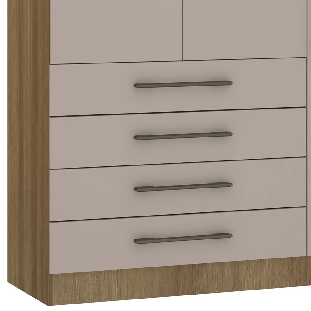 Guarda Roupa Solteiro 132cm 3 Portas 4 Gavetas Delphi Avelã/Cinnamon L01 - Mpozenato