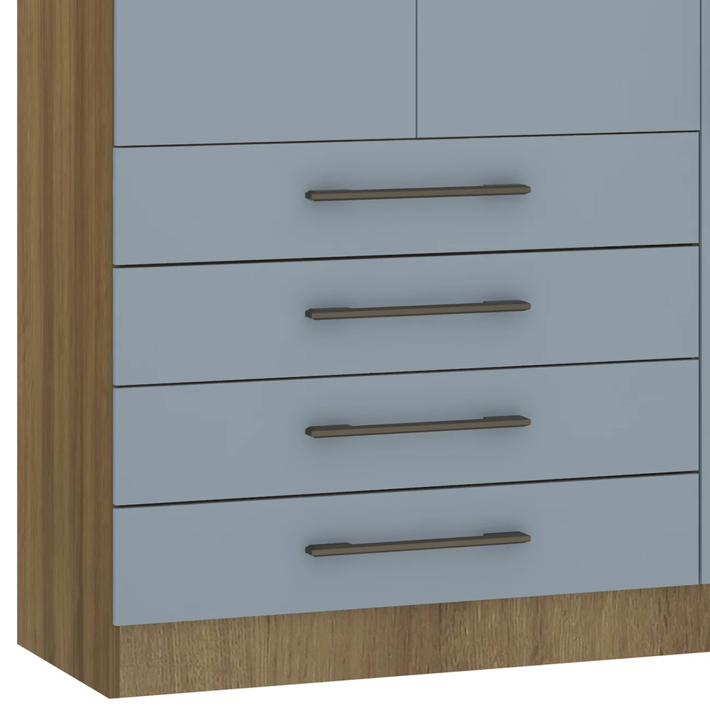Guarda Roupa Solteiro 132cm 3 Portas 4 Gavetas Delphi Avelã/Grey L01 - Mpozenato