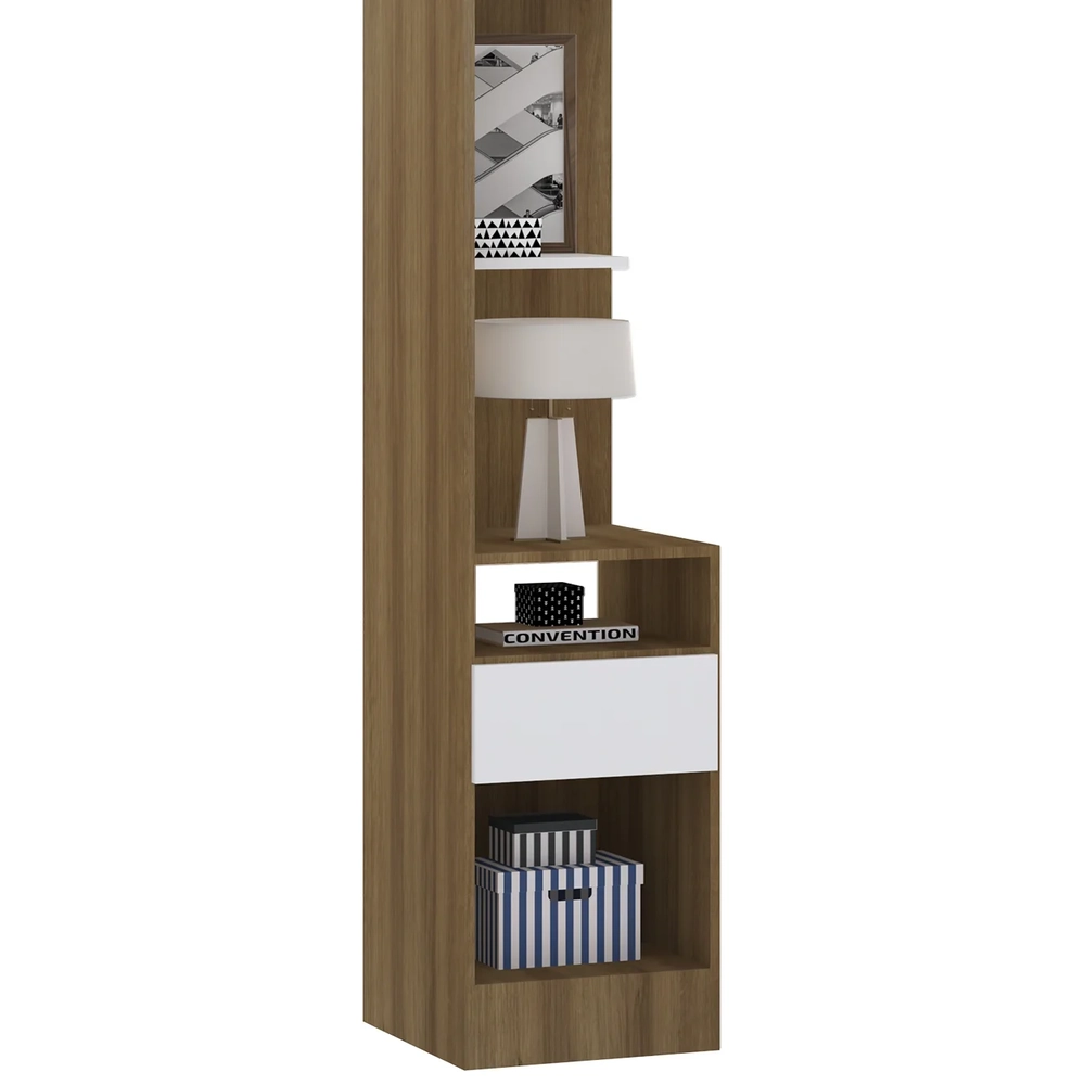 Mesa Cabeceira Modulado 38cm 1 Porta 1 Gaveta Delphi Avelã/Branco L01 - Mpozenato