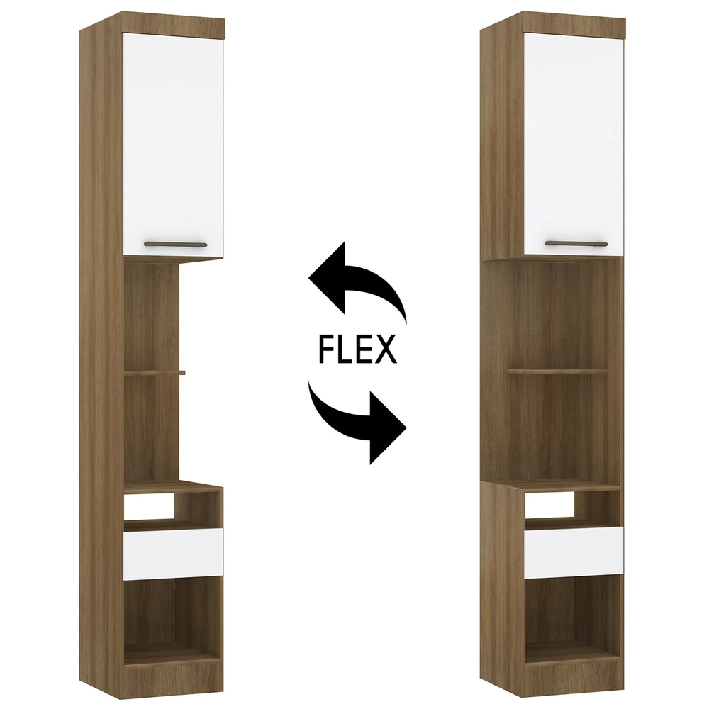 Mesa Cabeceira Modulado 38cm 1 Porta 1 Gaveta Delphi Avelã/Branco L01 - Mpozenato