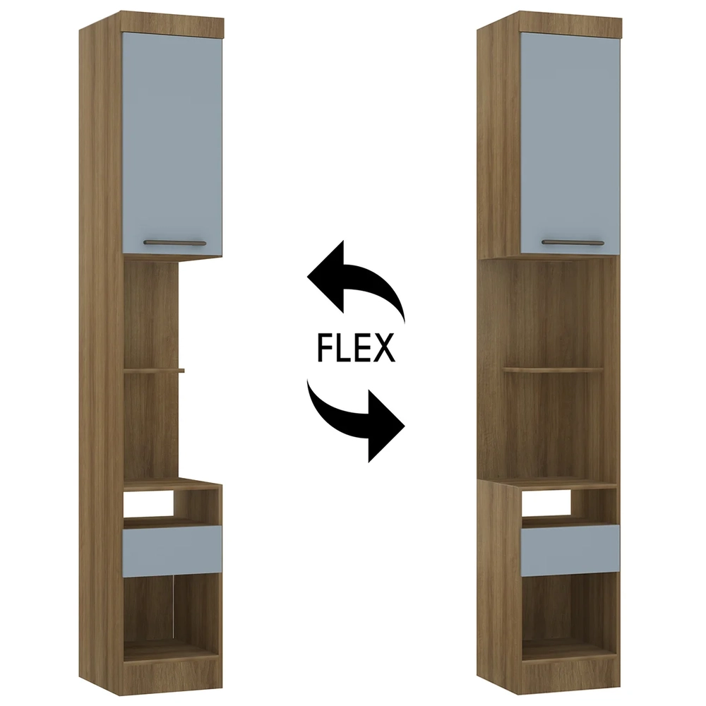 Mesa Cabeceira Modulado 38cm 1 Porta 1 Gaveta Delphi Avelã/Grey L01 - Mpozenato