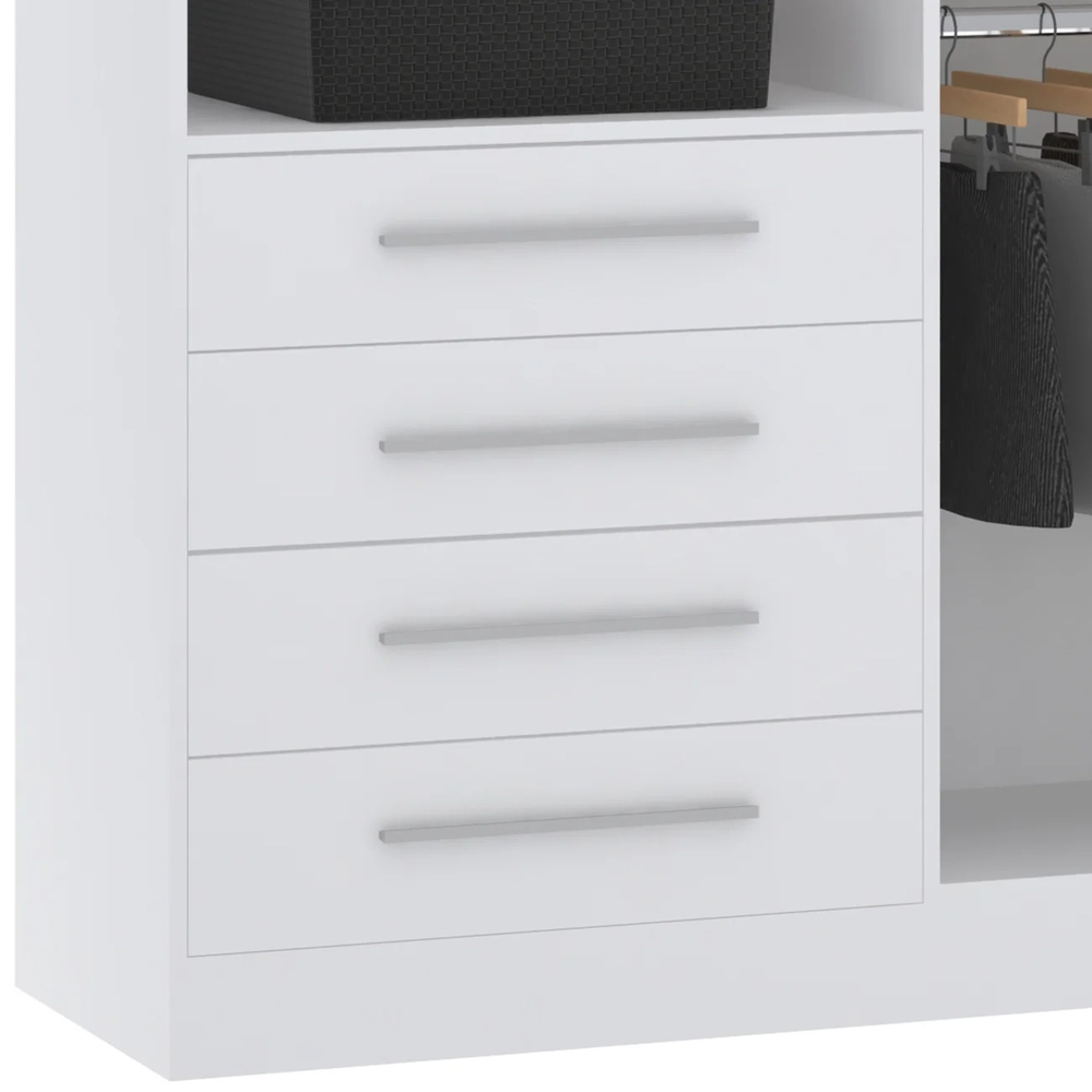 Guarda Roupa Solteiro 135cm 4 Portas 4 Gavetas Taiga Branco L01 - Mpozenato