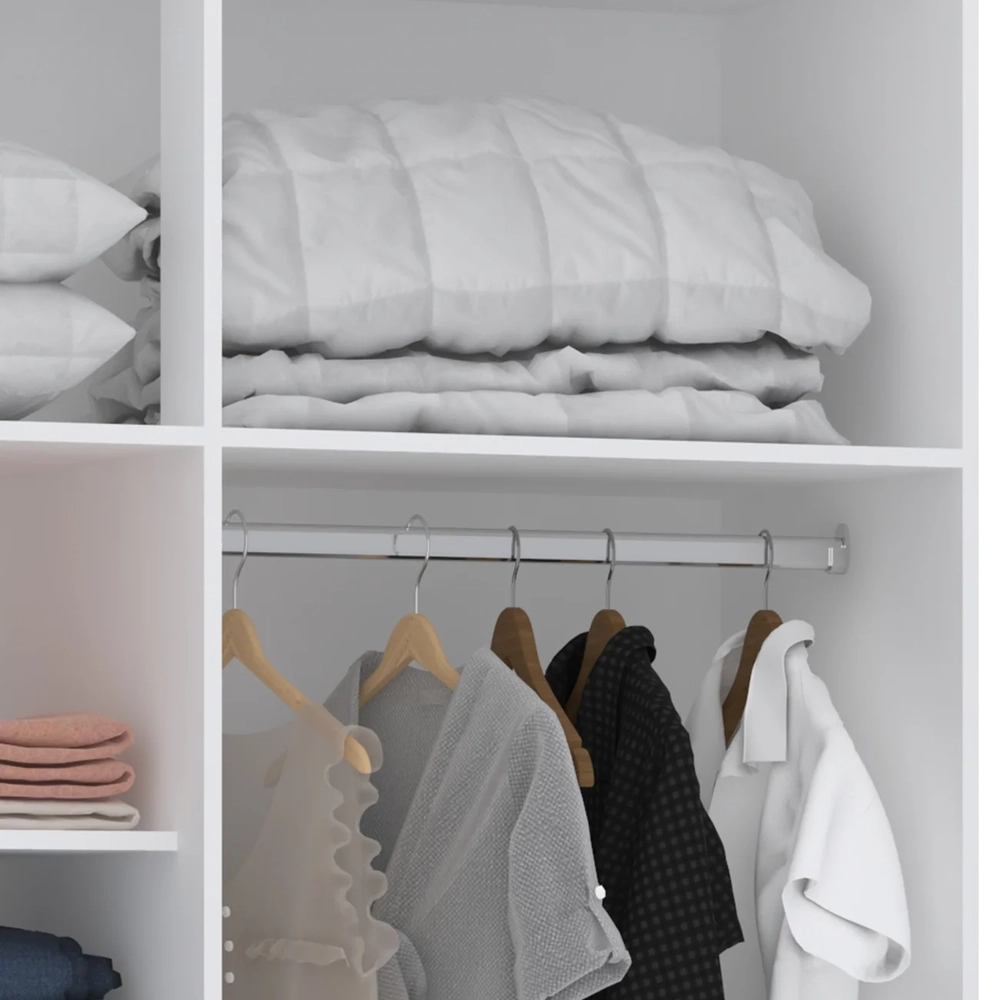 Guarda Roupa Solteiro 135cm 4 Portas 4 Gavetas Taiga Branco L01 - Mpozenato