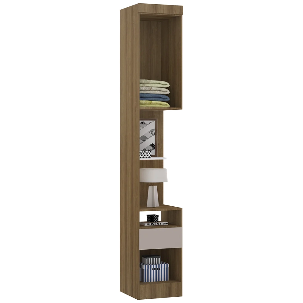 Mesa Cabeceira Modulado 38cm 1 Porta 1 Gaveta Delphi Avelã/Cinnamon L01 - Mpozenato