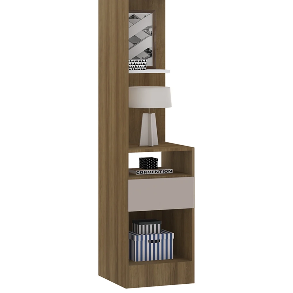 Mesa Cabeceira Modulado 38cm 1 Porta 1 Gaveta Delphi Avelã/Cinnamon L01 - Mpozenato