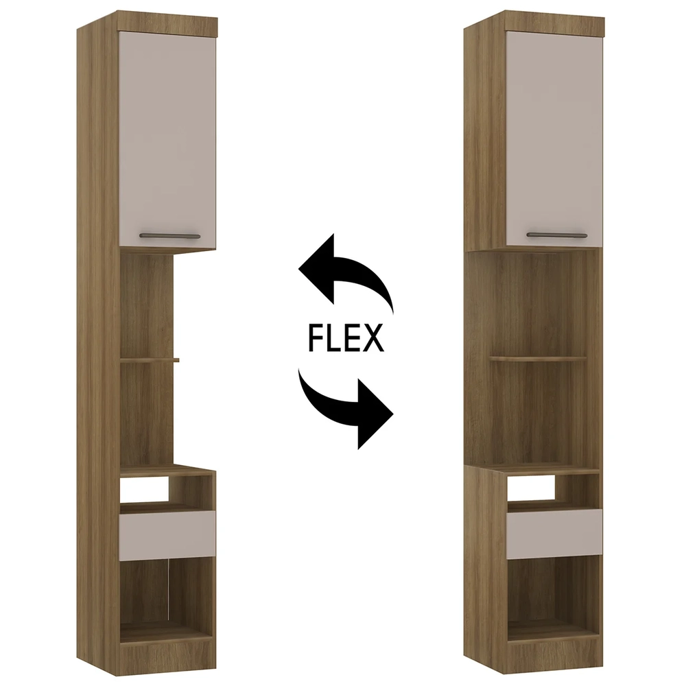 Mesa Cabeceira Modulado 38cm 1 Porta 1 Gaveta Delphi Avelã/Cinnamon L01 - Mpozenato