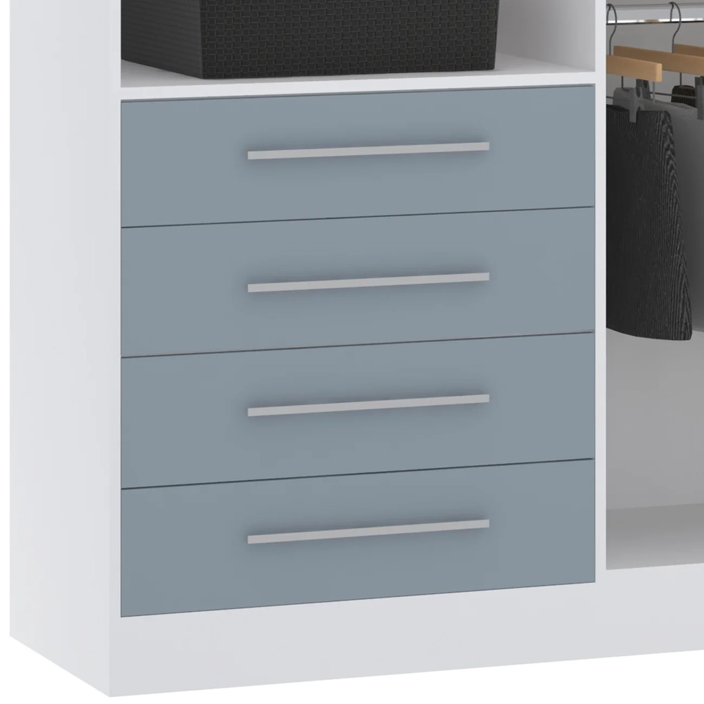Guarda Roupa Solteiro 135cm 4 Portas 4 Gavetas Taiga Branco/Grey L01 - Mpozenato