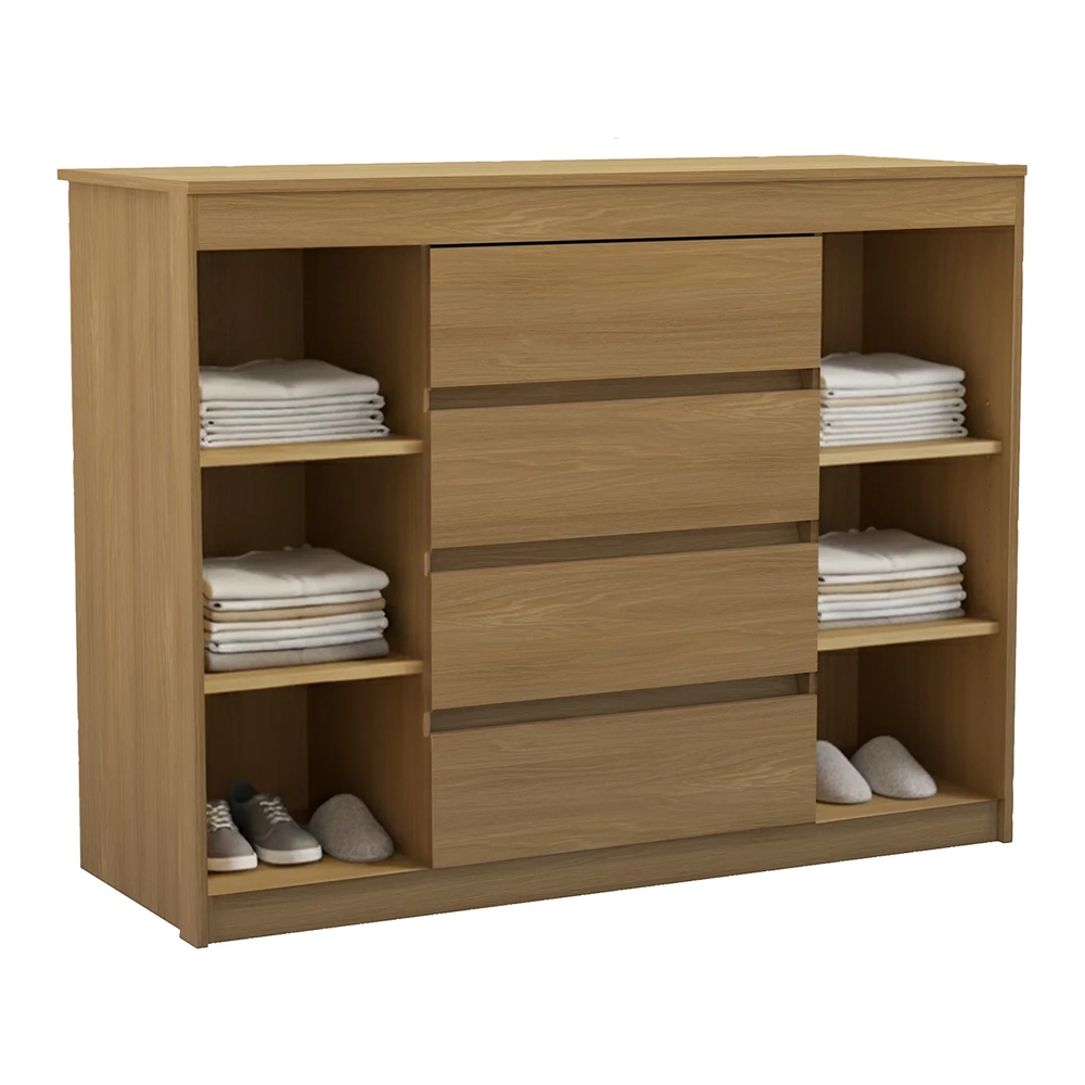 Cômoda Quarto 123cm 4 Gavetas 2 Portas Samira Freijó L01 - Mpozenato