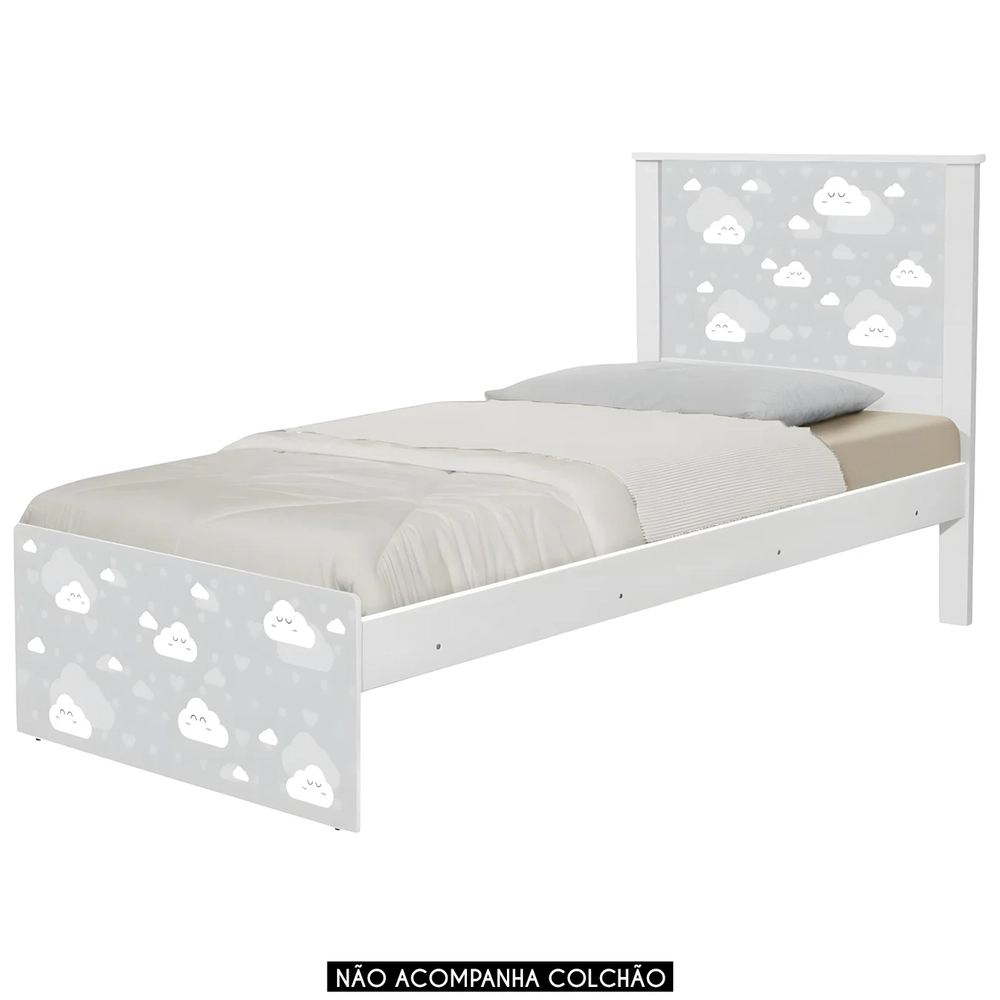Cama Solteiro Infantil Para Colchão 188x88cm Nuvens K06 - Mpozenato