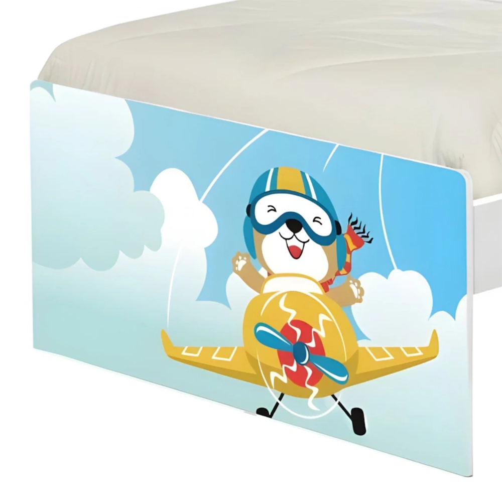 Cama Solteiro Infantil Com Auxiliar 188x88cm Aviador K06 - Mpozenato