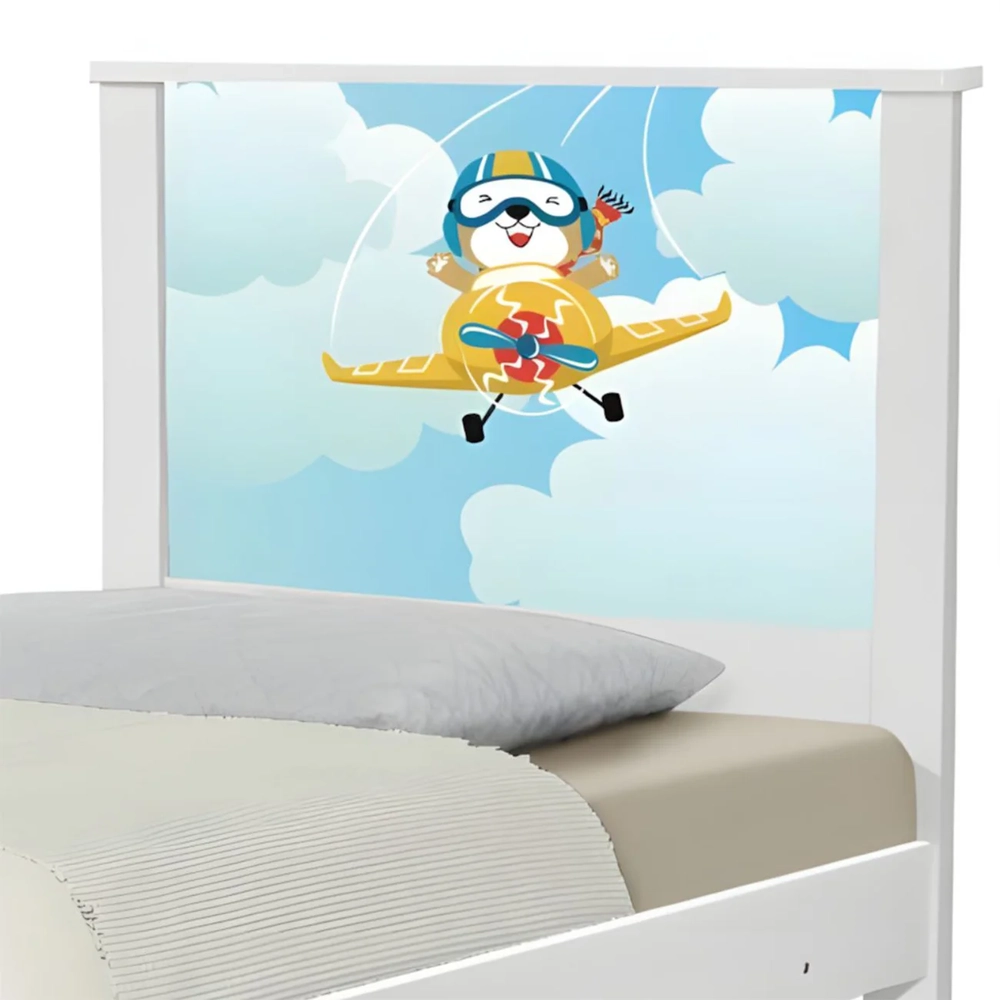 Cama Solteiro Infantil Com Auxiliar 188x88cm Aviador K06 - Mpozenato