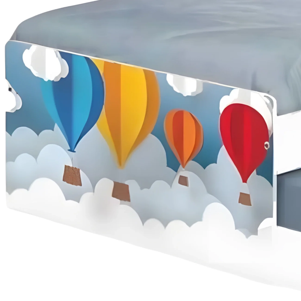 Cama Solteiro Infantil Com Auxiliar 188x88cm Balões K06 - Mpozenato