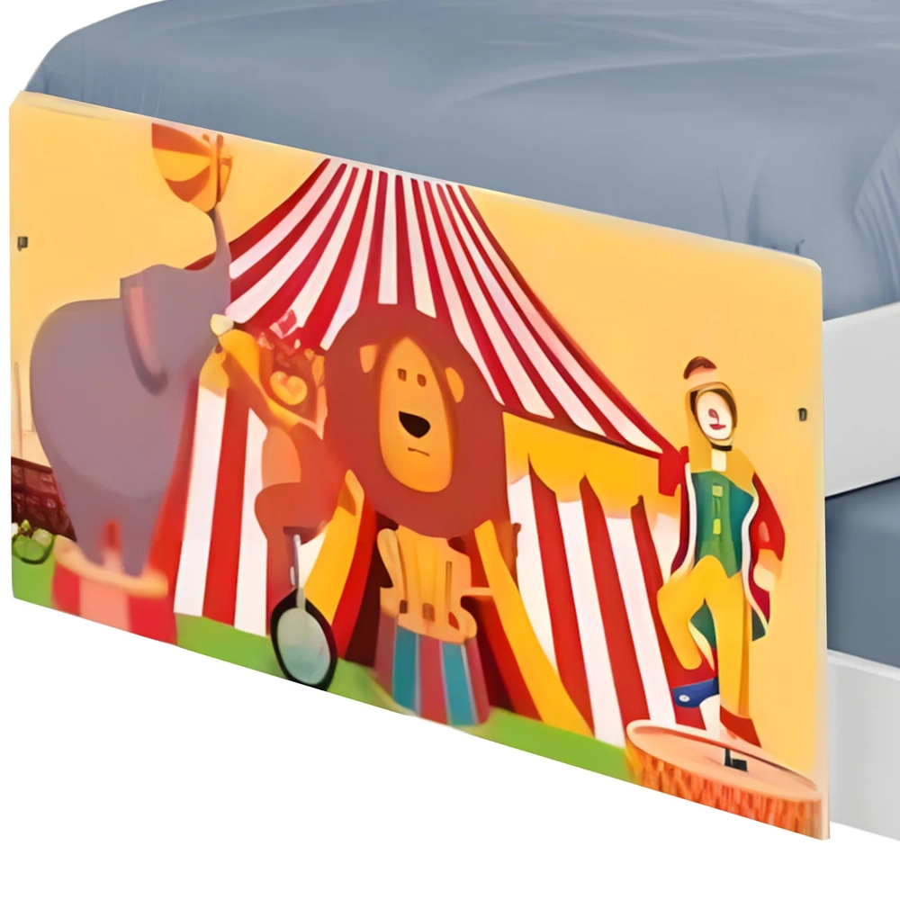 Cama Solteiro Infantil Com Auxiliar 188x88cm Circo K06 - Mpozenato
