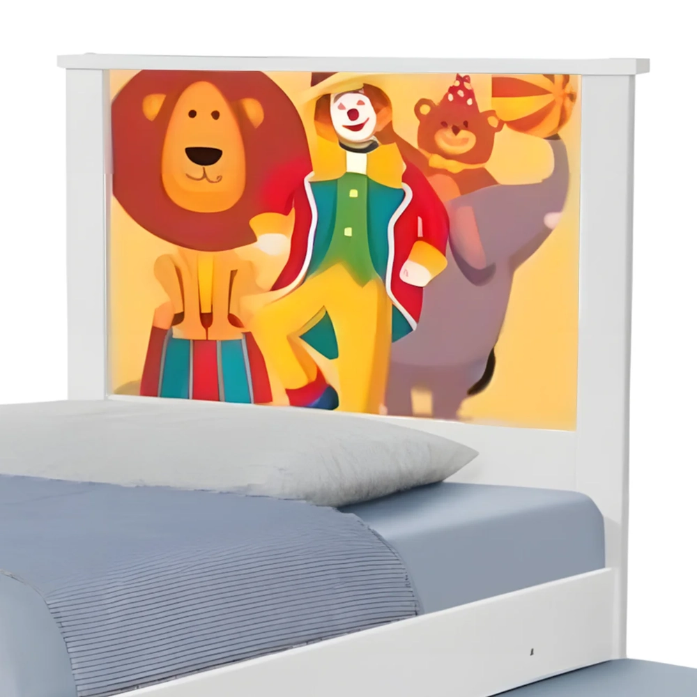 Cama Solteiro Infantil Com Auxiliar 188x88cm Circo K06 - Mpozenato