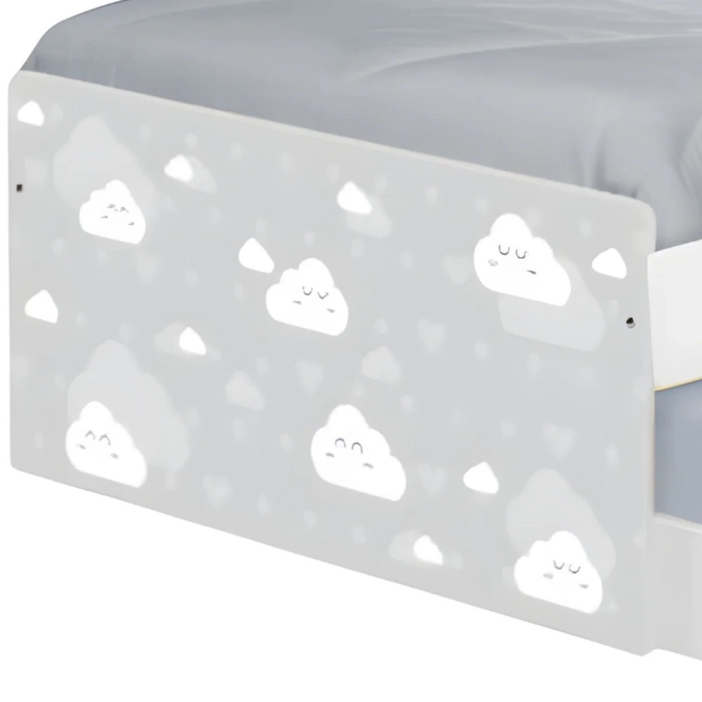 Cama Solteiro Infantil Com Auxiliar 188x88cm Nuvens K06 - Mpozenato