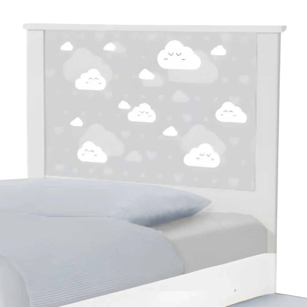 Cama Solteiro Infantil Com Auxiliar 188x88cm Nuvens K06 - Mpozenato