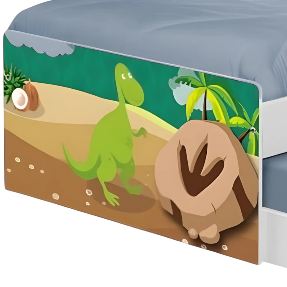 Cama Solteiro Infantil Com Auxiliar 188x88cm Dinossauro K06 - Mpozenato