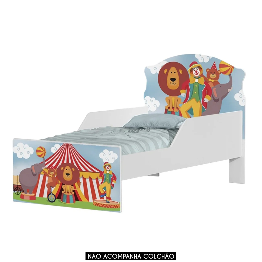 Mini Cama Infantil 148x68cm Com Proteção Lateral Circo K06 - Mpozenato