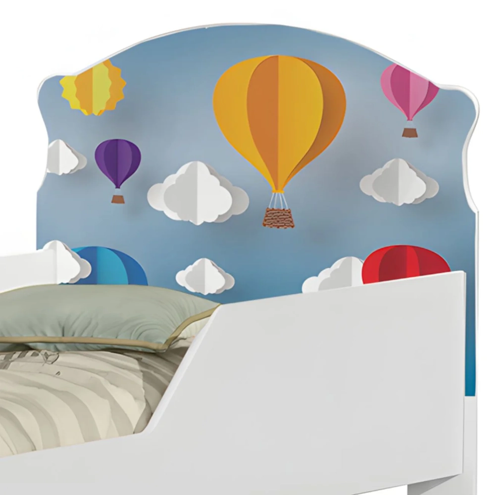 Mini Cama Infantil 148x68cm Com Proteção Lateral Balões K06 - Mpozenato