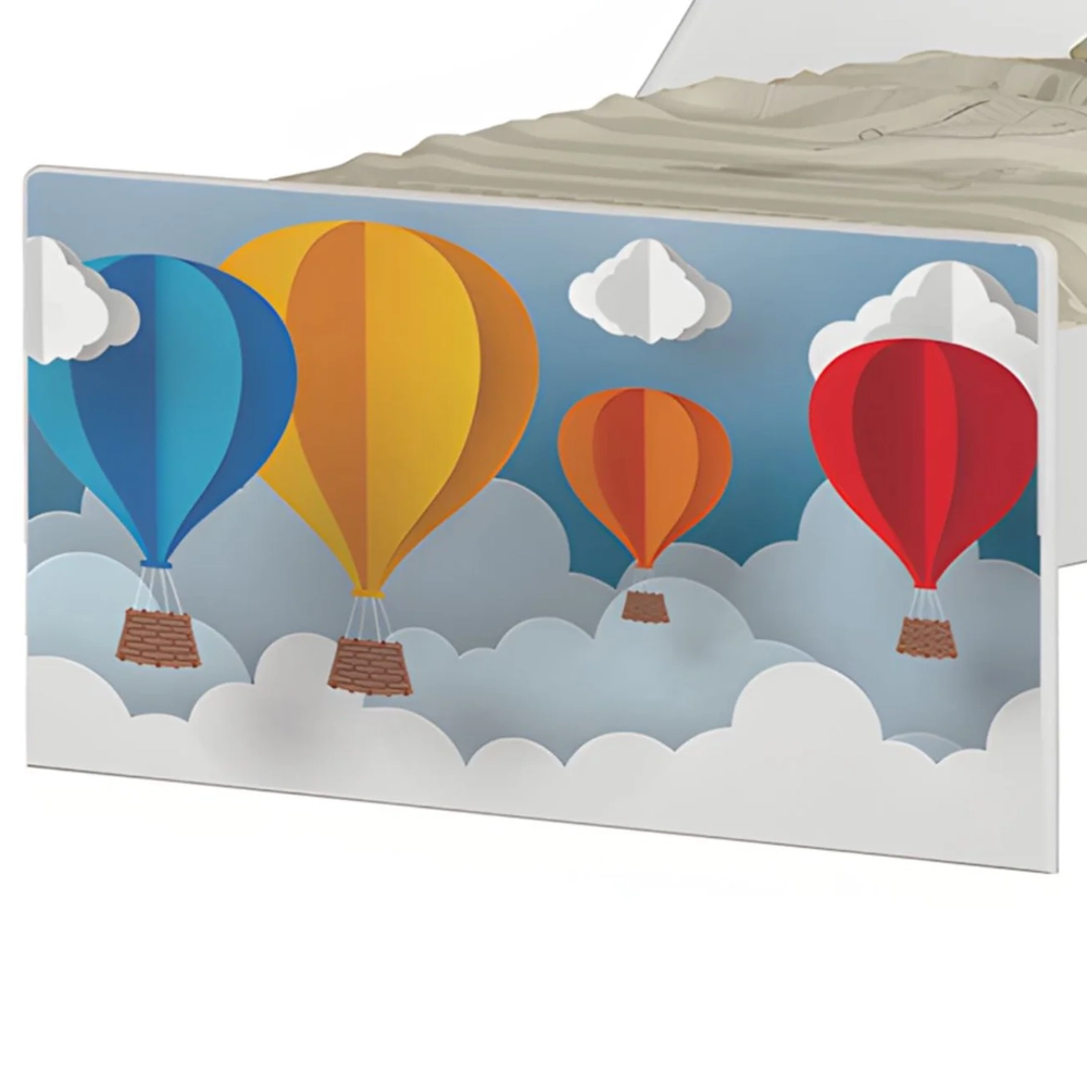 Mini Cama Infantil 148x68cm Com Proteção Lateral Balões K06 - Mpozenato