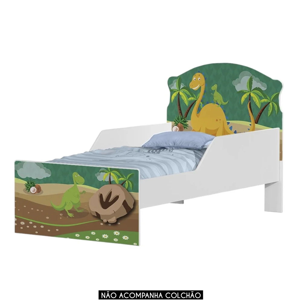 Mini Cama Infantil 148x68cm Com Proteção Lateral Dinossauro K06 - Mpozenato