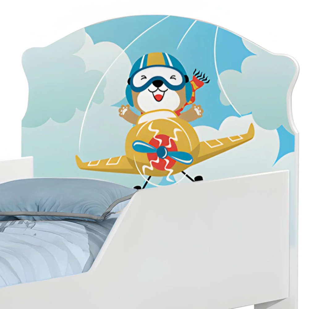 Mini Cama Infantil 148x68cm Com Proteção Lateral Aviador K06 - Mpozenato