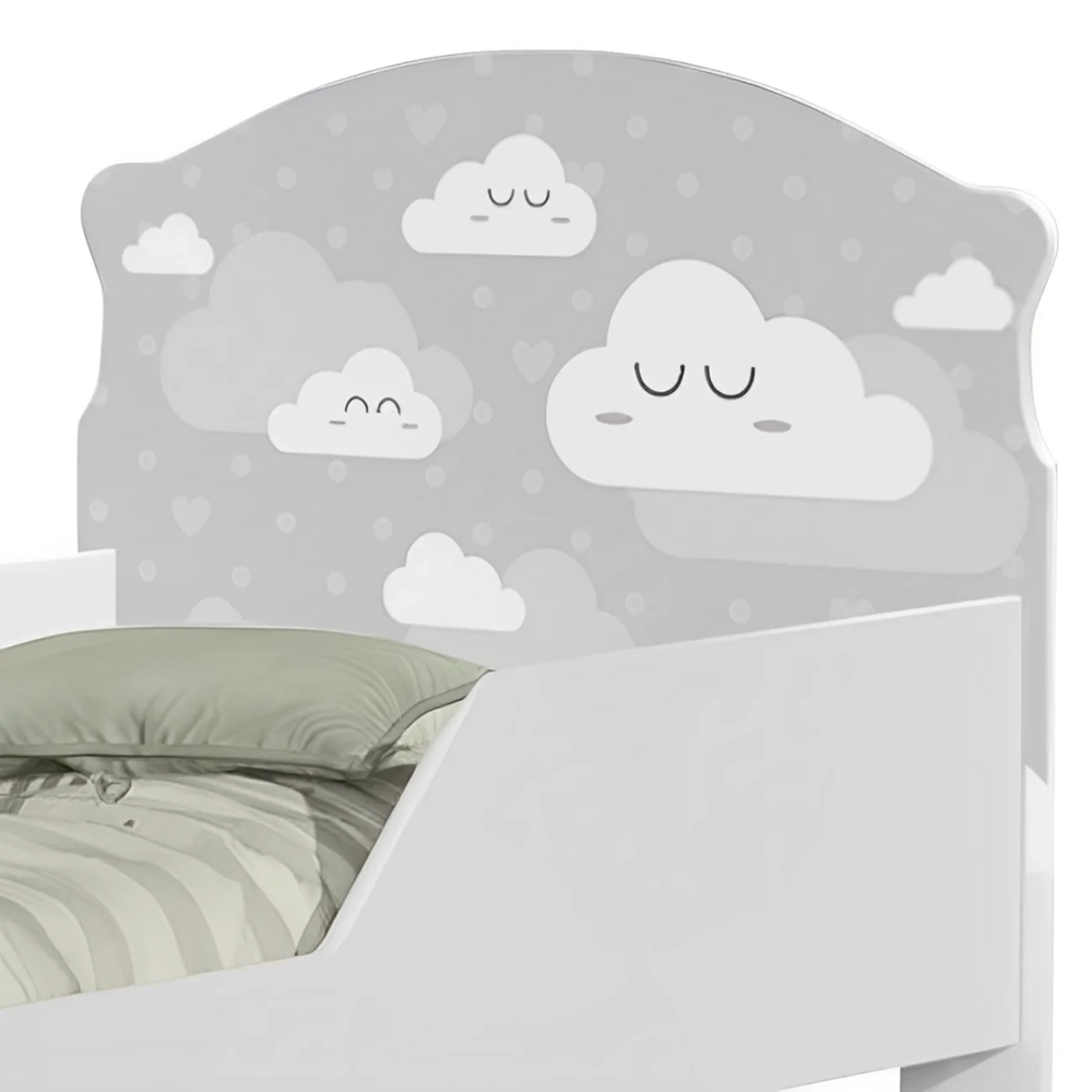 Mini Cama Infantil 148x68cm Com Proteção Lateral Nuvens K06 - Mpozenato