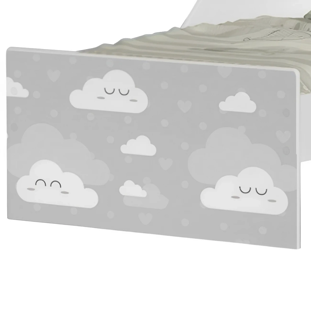 Mini Cama Infantil 148x68cm Com Proteção Lateral Nuvens K06 - Mpozenato