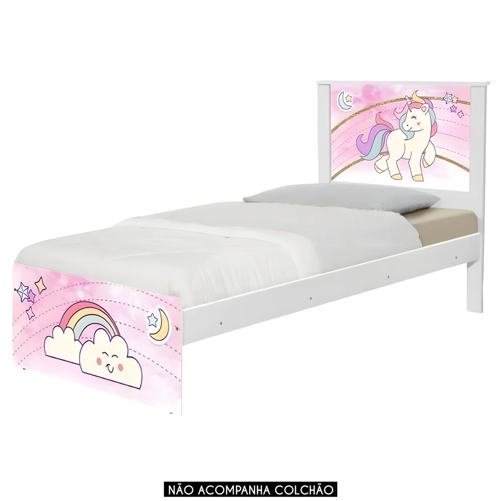 Cama Solteiro Infantil Para Colchão 188x88cm Unicórnio K06 - Mpozenato