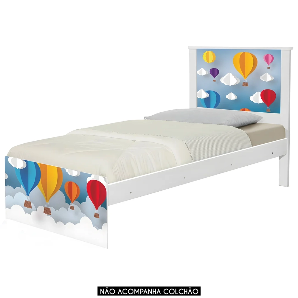 Cama Solteiro Infantil Para Colchão 188x88cm Balões K06 - Mpozenato