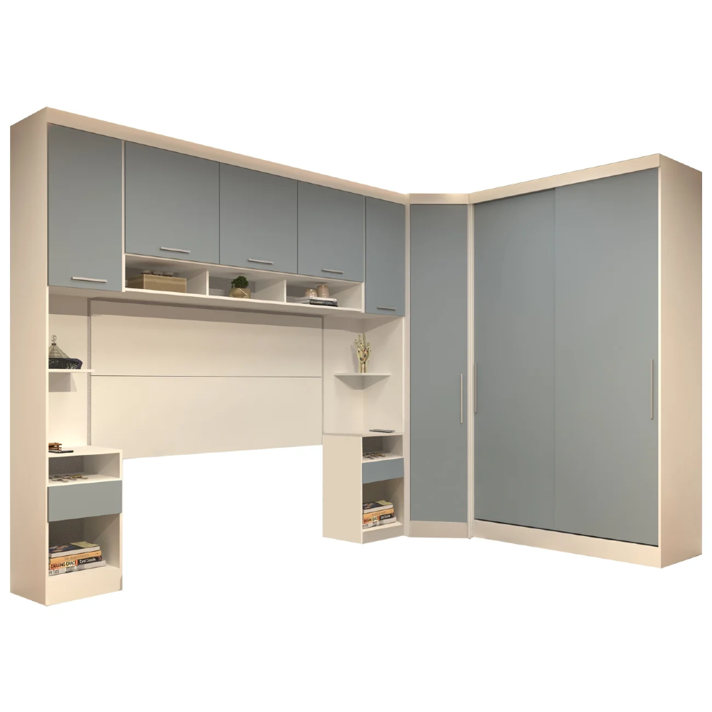 Guarda Roupa Queen Modulado CP07 Taiga Branco/Grey L01 - Mpozenato