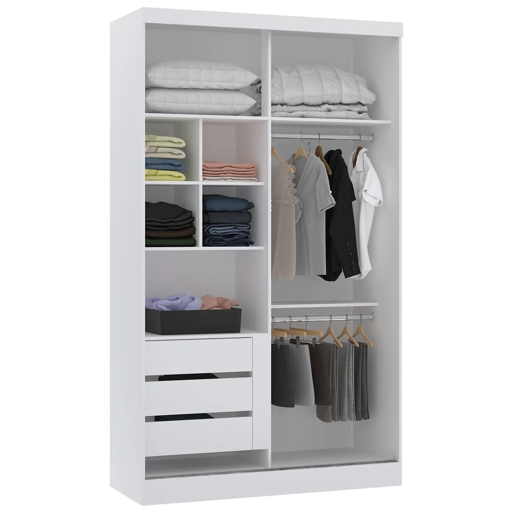 Guarda Roupa Solteiro 135cm 2 Portas e Espelho Delphi Branco/Cinnamon L01 - Mpozenato
