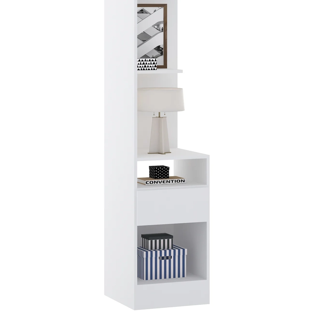 Mesa Cabeceira Modulado 38cm 1 Porta 1 Gaveta Taiga Branco L01 - Mpozenato