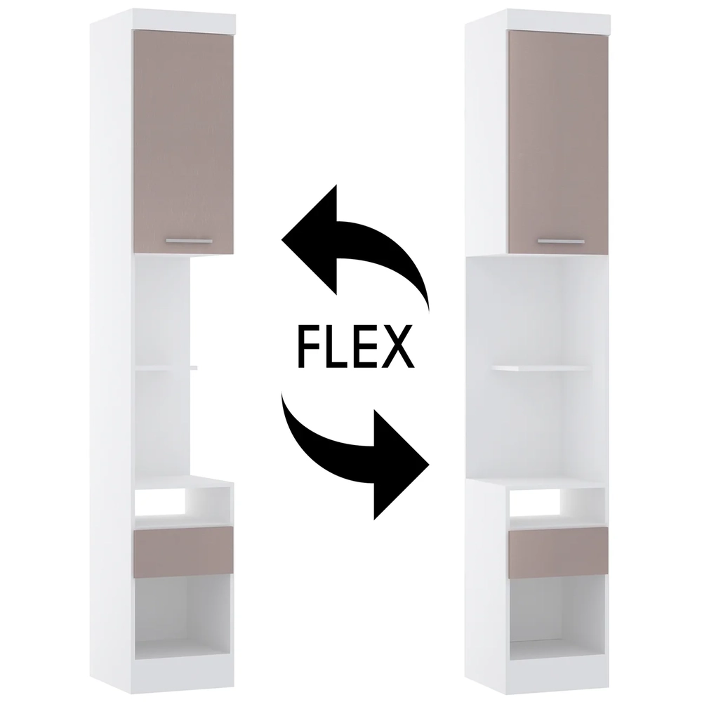 Mesa Cabeceira Modulado 38cm 1 Porta 1 Gaveta Taiga Branco/Cinnamon L01 - Mpozenato