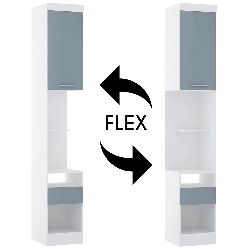 Mesa Cabeceira Modulado 38cm 1 Porta 1 Gaveta Taiga Branco/Grey L01 - Mpozenato