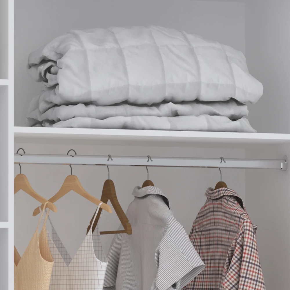 Guarda Roupa Solteiro 132cm 3 Portas 4 Gavetas Taiga Branco/Cinnamon L01 - Mpozenato