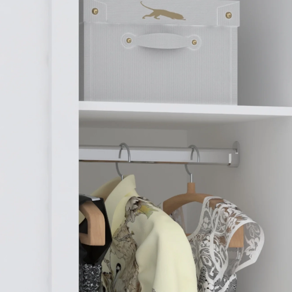 Guarda Roupa Canto Reto 90cm com 1 Porta Taiga Branco L01 - Mpozenato