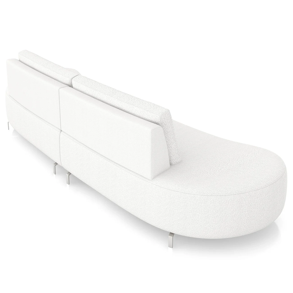 Sofá 3 Lugares 200cm Orgânico Pé Ferro Nagai Bouclê Branco Z55 - Mpozenato