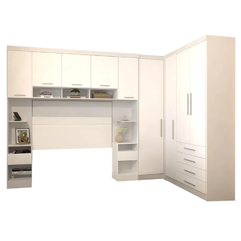 Guarda Roupa Queen Modulado CP09 Taiga Branco L01 - Mpozenato