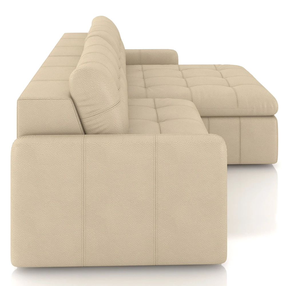 Sofá Retrátil 2 Lugares Para Sala 184cm Elios Couro Bege Z55 - Mpozenato