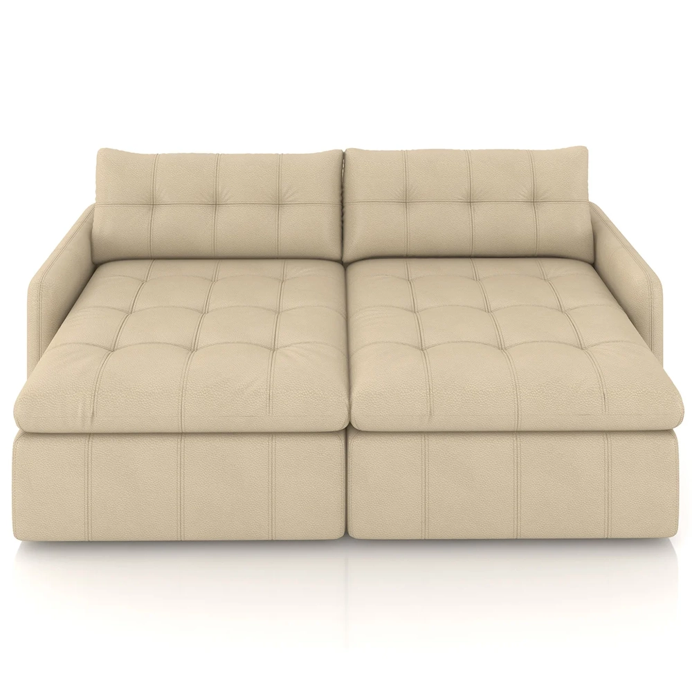 Sofá Retrátil 3 Lugares Para Sala 224cm Elios Couro Bege Z55 - Mpozenato