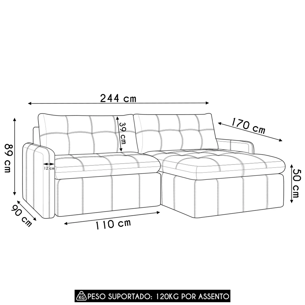 Sofá Retrátil 3 Lugares Para Sala 244cm Elios Couro Caramelo Z55 - Mpozenato